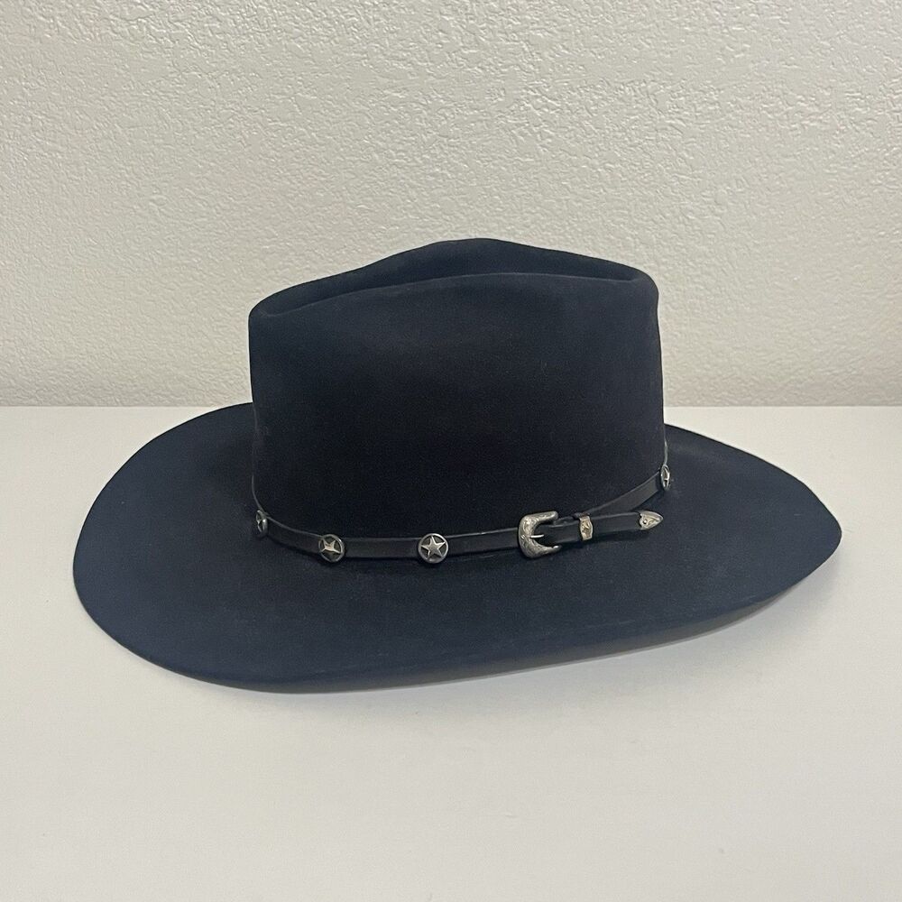 Resistol Tycoon Self Conforming Black Cowboy Hat 4XXXX Beaver Long Oval SZ 7 3/4